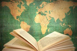 open book with world map