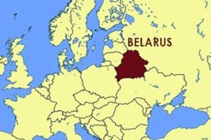 Map of Europe with Belarus highlighted