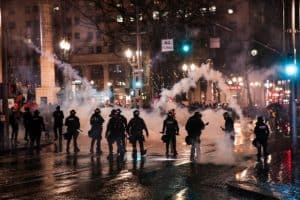 Police and Tear Gas at j20 Protest