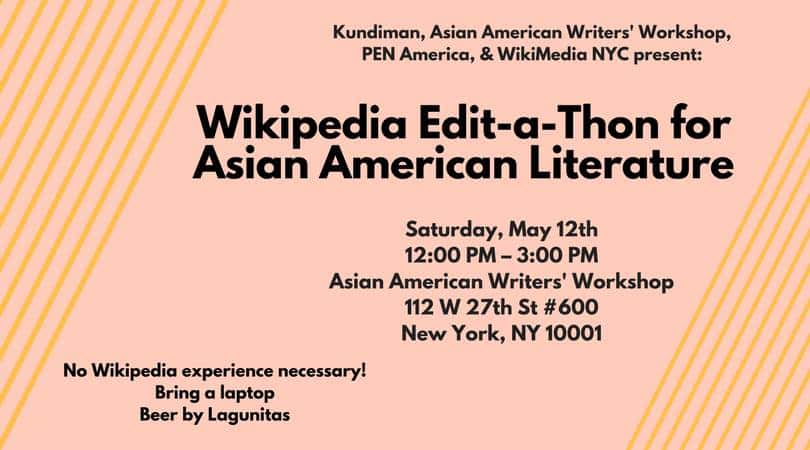 Wikipedia Edit-a-Thon for Asian American Literature event graphic