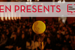 PEN Presents event series image of microphone in front of an audience