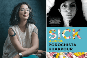 Porochista Khakpour headshot and cover of Sick
