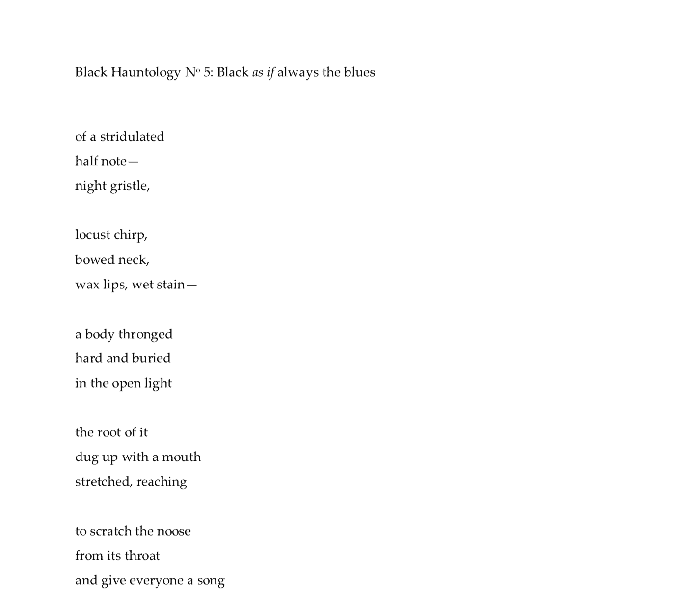 Black Hauntology No 5 poem by Jonah Mixon-Webster