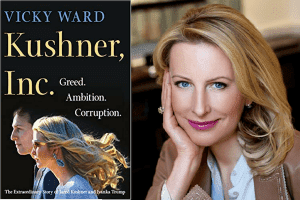Vicky Ward headshot and cover for her book, Kushner Inc.