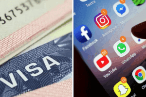 apps on a phone and a visa document