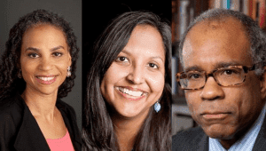 Image of speakers Randall L. Kennedy, Maya Wiley, and Nina McConigley