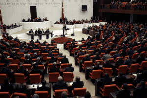 interior shot of turkey's parliament