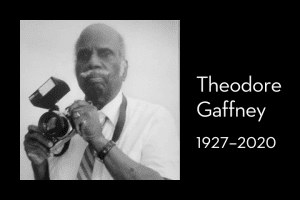 Theodore Gaffney’s headshot on left; on right: “Theodore Gaffney, 1927–2020”