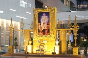 display of a portrait of the king of thailand