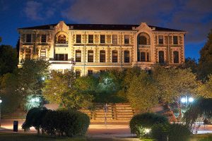 Bogazici University facade at night