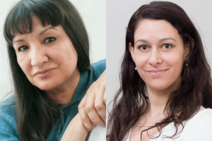 Sandra Cisneros and Jane Marchant headshots
