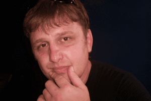 close up image of Ukrainian journalist Vladislav Yesypenko