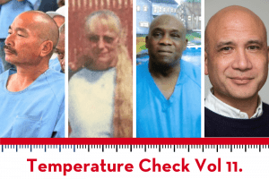 Temperature Check Vol. 11 graphic: photos of Eric William Warner, Angel Marie Kozeak, James Scott, and Dr. Bruce Western