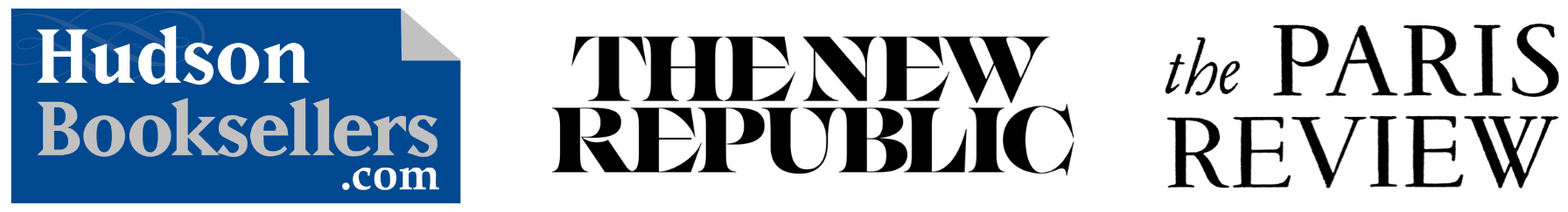 Logos of media partners: Hudson Booksellers, The New Republic, and The Paris Review