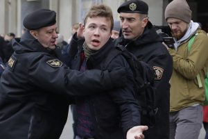 Roman Protasevich being detained by Belarus police