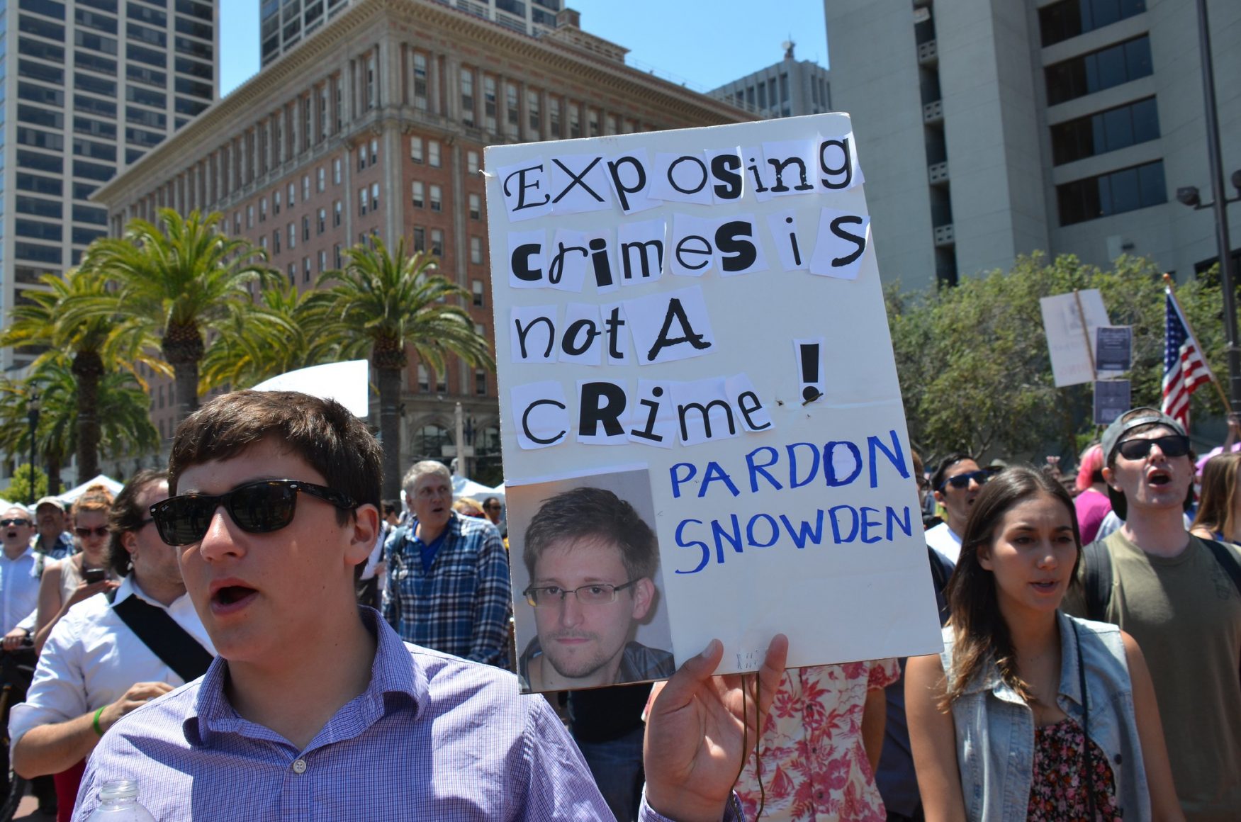 Protest on behalf of Edward Snowden