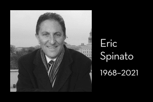 Eric Spinato’s headshot on left; on right: “Eric Spinato, 1968–2021”