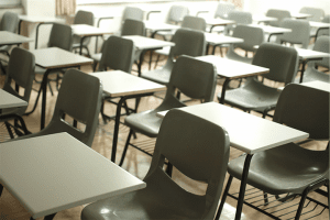 Rows of chairs in a classroom