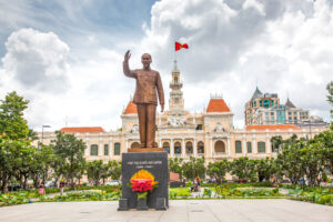 Statue in front of Ho Chi Minh capital building