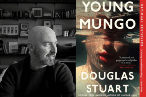 Douglas Stuart headshot and Young Mungo book cover