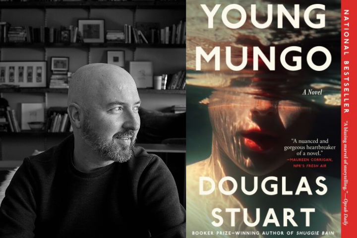 Douglas Stuart headshot and Young Mungo book cover
