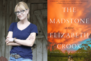 Elizabeth Crook Headshot & The Madstone Book Cover