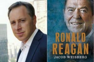 Jacob Weisberg headshot and cover of Ronal Reagan