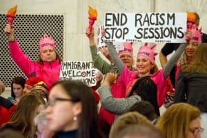 Code pink, stop sessions protestors
