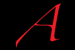 Red "A" on a black background
