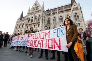 Protestors at Central European University