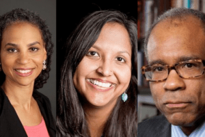 Image of speakers Randall L. Kennedy, Maya Wiley, and Nina McConigley