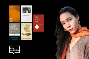 Ananda Naima González with covers of selected books