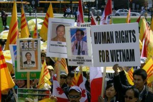 Protesters at a human rights rally in Vietnam in April 2012