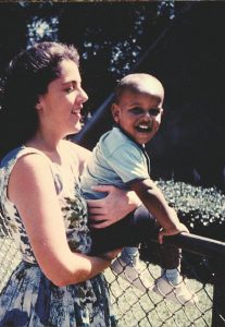 Barack Obama, as a child, being held by his mother Ann Dunham