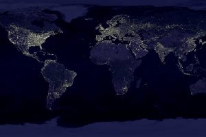world map with continents lit up