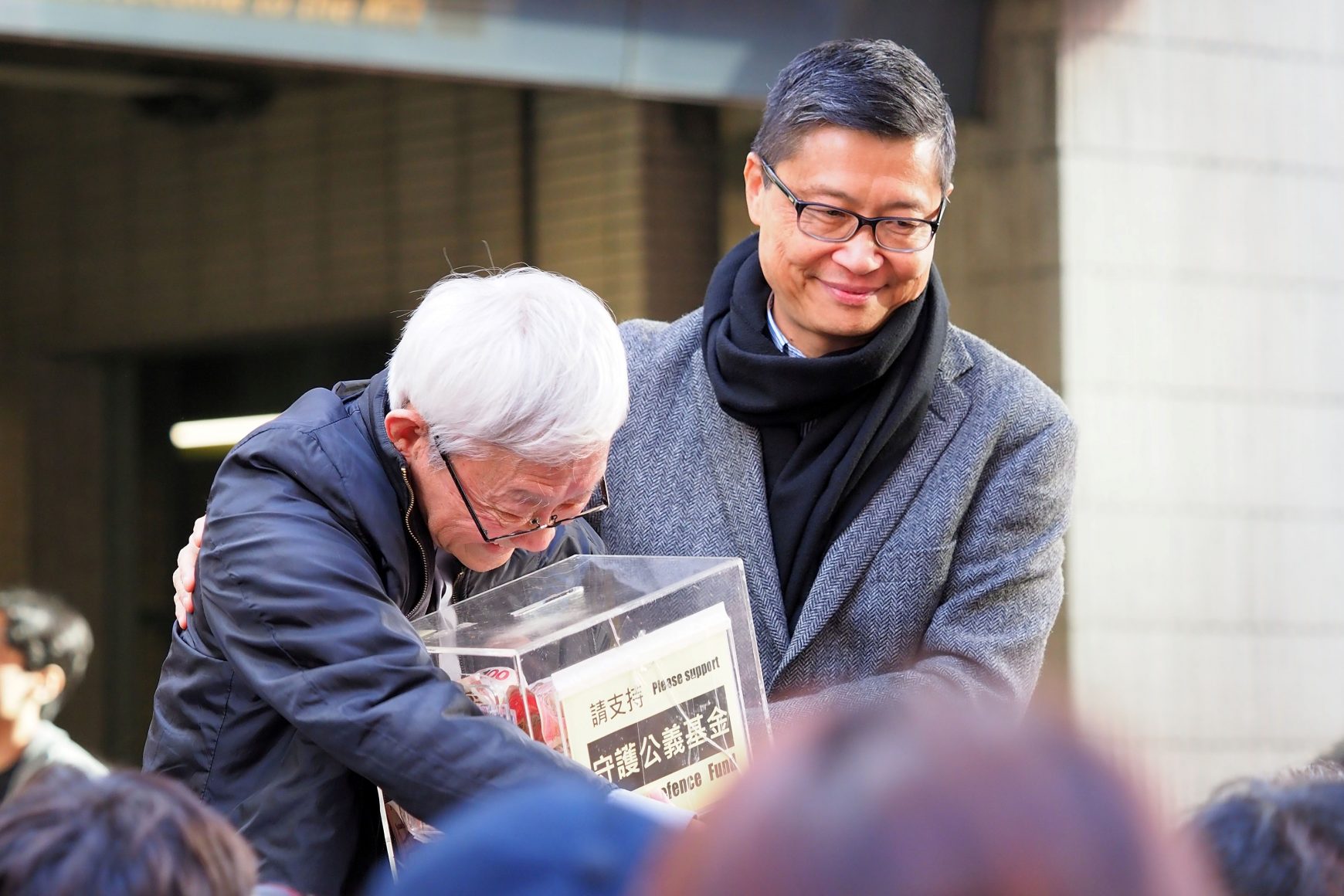 Scholar and writer Chan Kin-Man at a New Year's Day rally in 2019