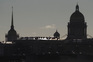 Shadows of the Admiralty building and St. Isaac's Cathedral in the background