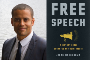 Jacob Mchangama headshot and Free Speech book cover