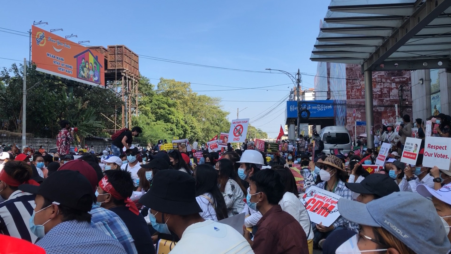 Protestors Near Wazira Cinema Yangon