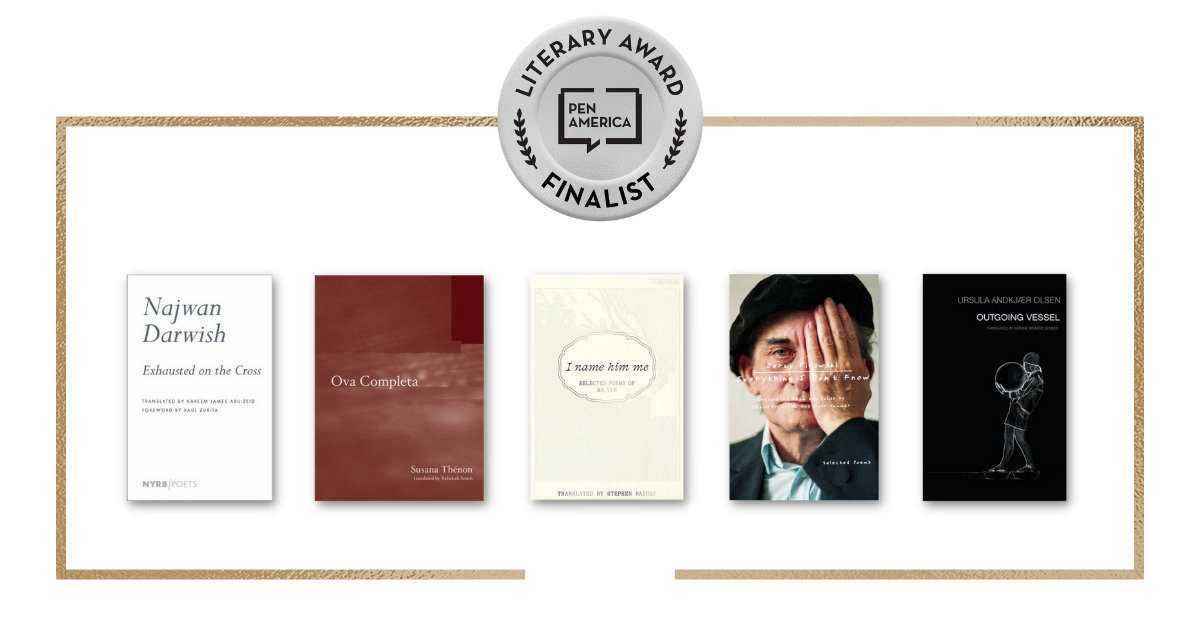 2022 PEN Award For Poetry In Translation finalists book covers