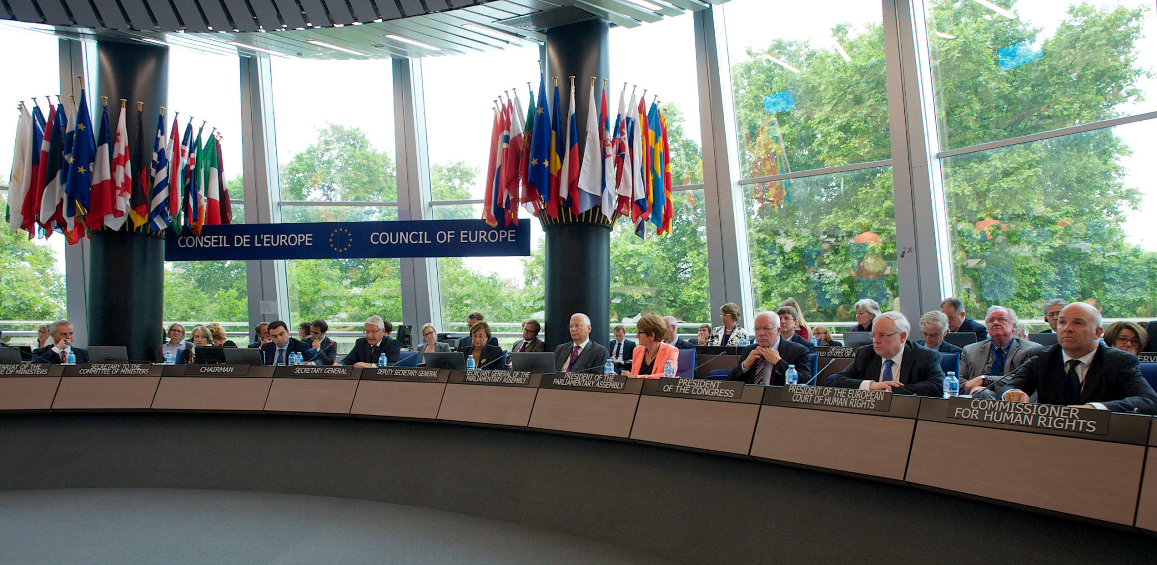 Council of Europe Committee of Ministers seated in panel