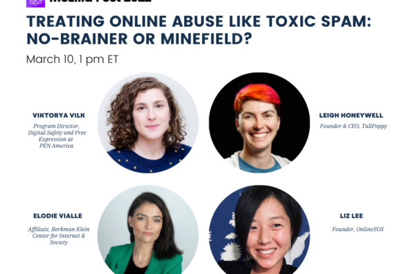 [Panel, MozFest 2022] Treating online abuse like spam: no-brainer or minefield?
