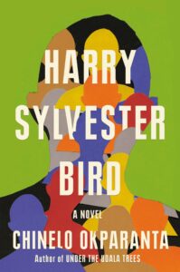 book cover for harry sylvester bird, the silhouette of a man's head made up of bright multicolor shapes