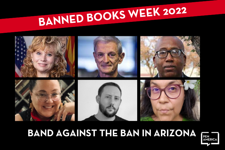 Band Against the Ban; headshots of Arizona Senator Christine Marsh, Darrell Hill, EJ Montini, Taté Walker, Kyle Patton, and Lydia Zulema Martinez Vega