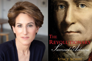Stacy Schiff headshot and Revolutionary book cover