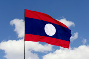 laos flag flying