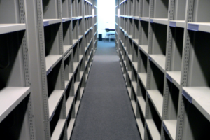 empty library shelves
