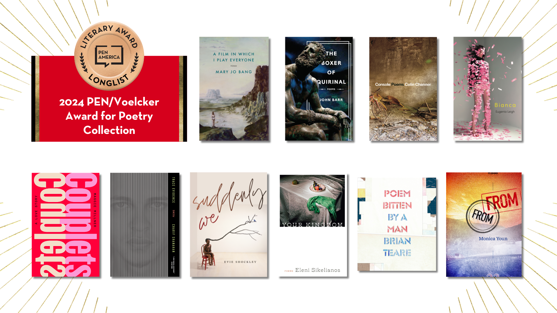 PEN_Voelcker Award for Poetry Collection 2024 longlist book covers