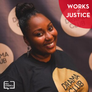 Works of Justice Podcast art with Dunasha Payne