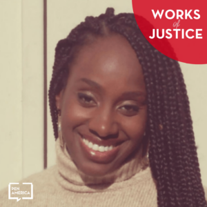 Works of Justice Podcast art with Ebony Underwood